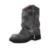 Cowhide~ Cowhide Thick-soled Chelsea Boots Women's New Sweet and Cool Side Zipper Round Head Pleated Pile Boots Western Cowboy