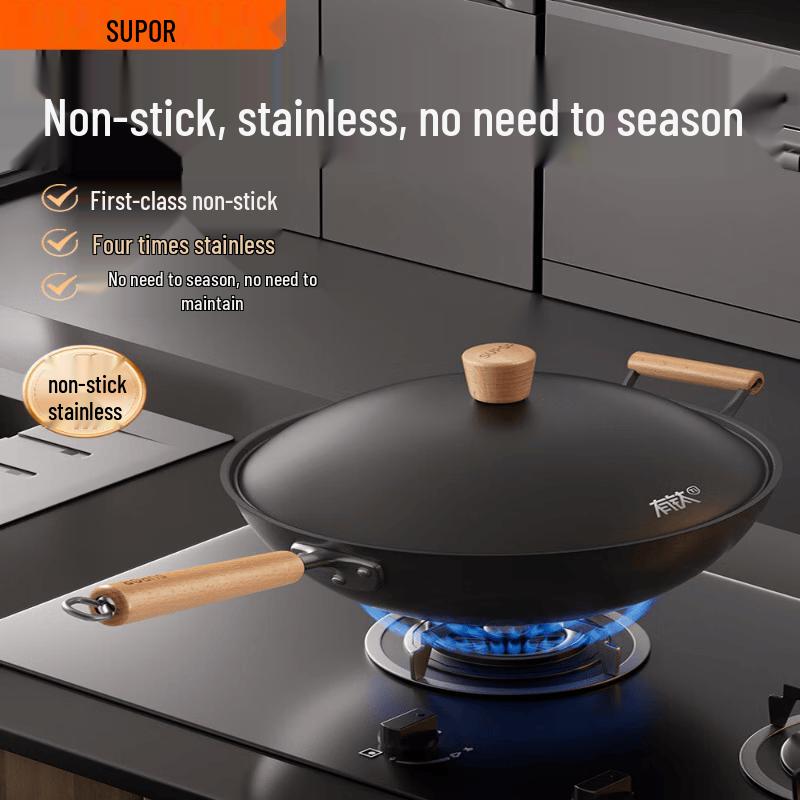 Supor 34cm Titanium-Iron Uncoated Non-stick Wok
