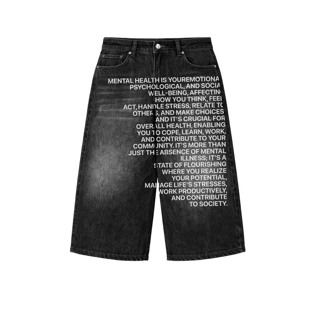 Pantalones vaqueros anchos para hombre con estampado de letras retro americano y lavado