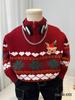 2025 Boys' Red Cartoon Christmas Sweater, Stylish Knit Top for Autumn/Winter
