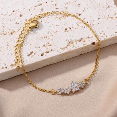 Zircon Pentagram Star Bracelet For Women  Gold Plated Stainless Steel Stacking Star Bracelets Party Wedding Jewelry Gift