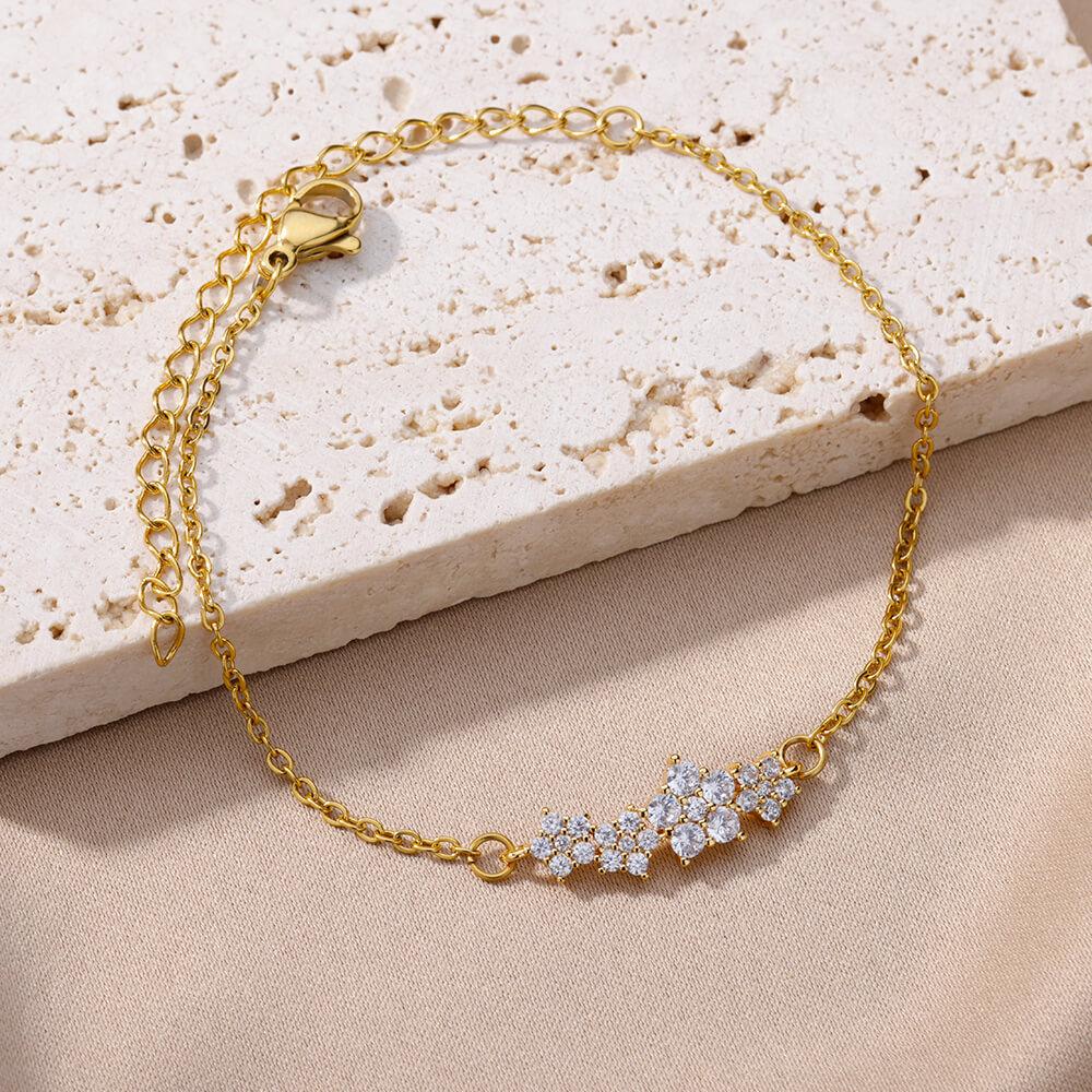 Crystal Zircon Star Bracelets For Women Fashion Gold Plated Stainless Steel Star Bracelet Party Wedding Aesthetic Jewelry Gift