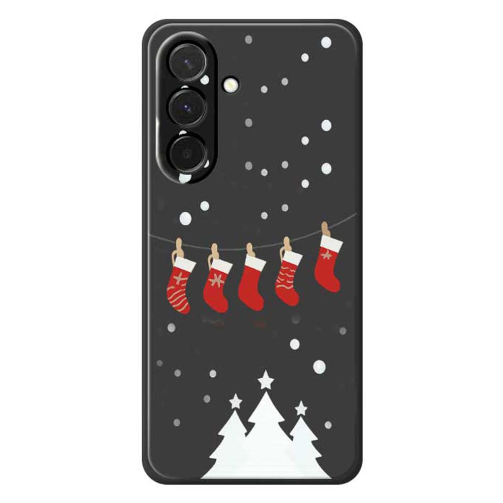 

For Samsung Galaxy A36 5G Case Christmas Stockings Pattern Printing Straight Edge TPU Phone Back Cover Black