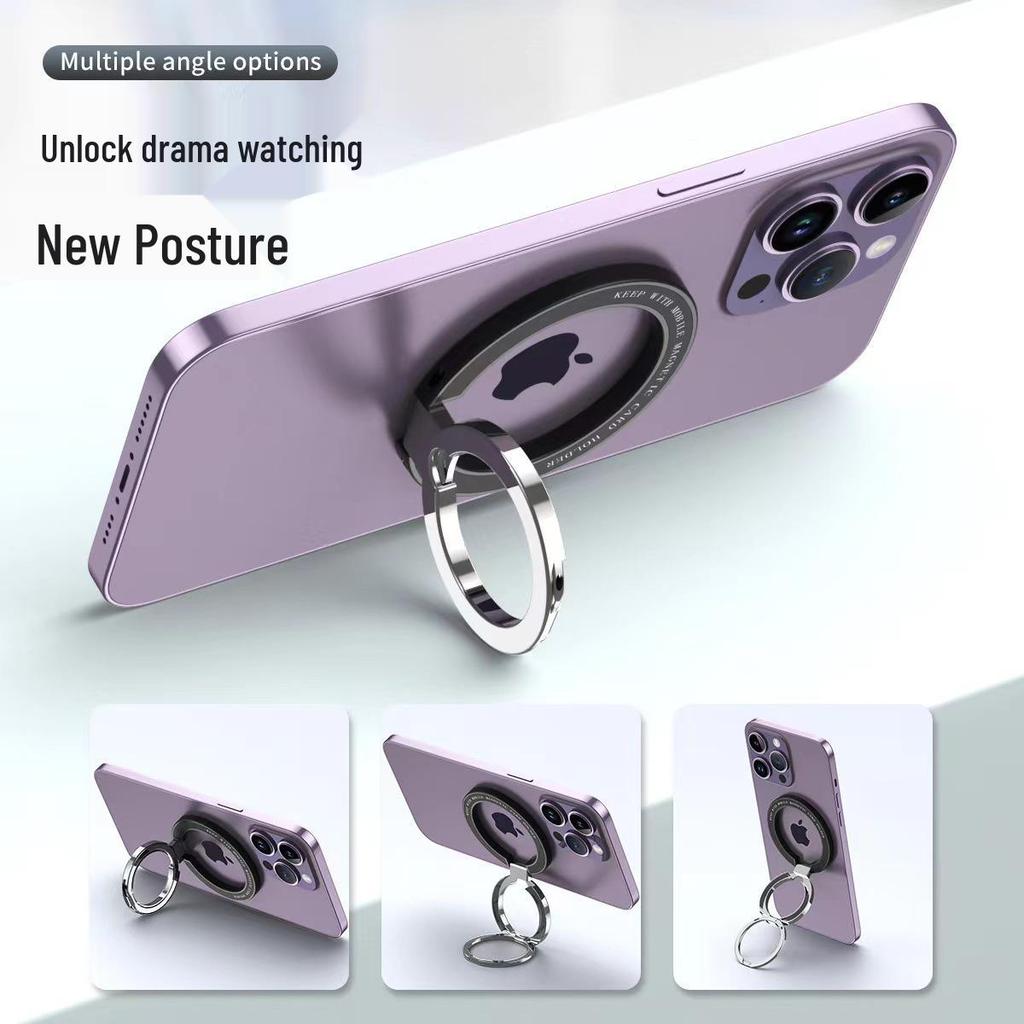 Magnetic Double Ring Phone Holder: Foldable Zinc Alloy Stand
