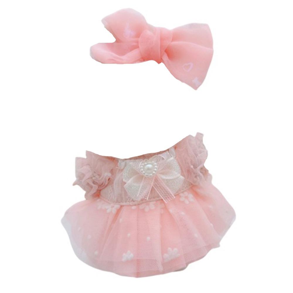 

Розовое платье с бантом 17 см Подвеска Лабубу Одежда Наряд Платье Плюшевые Куклы Одежда Детский Подарок розовый