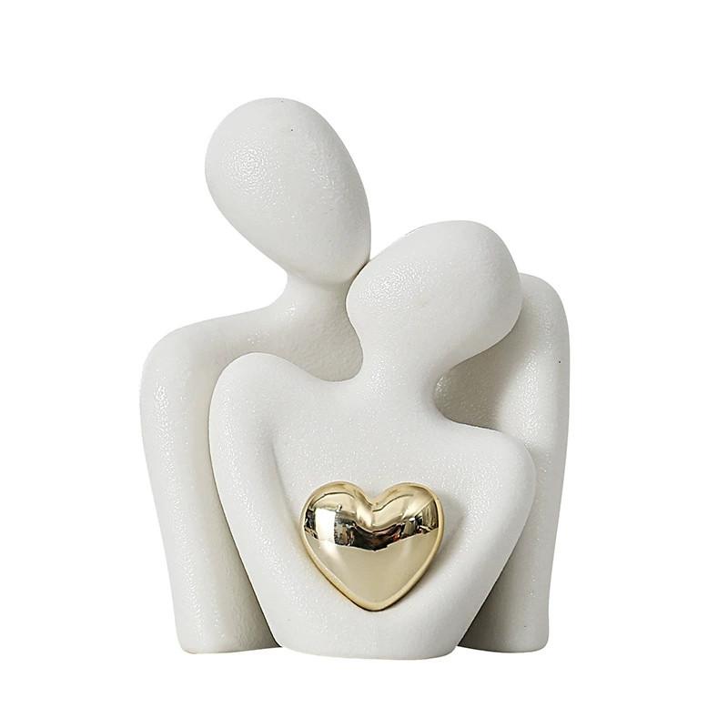 Couple Hug Ceramic Love Statue Mini Hugging Sculpture Romantic Figurine Lover