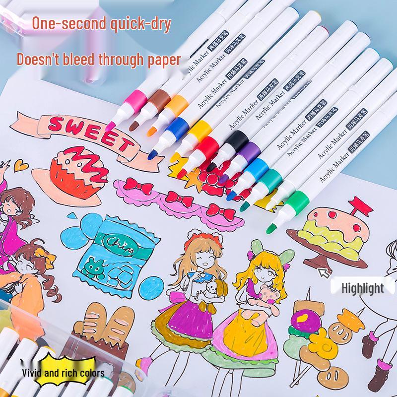 Children's Waterproof Quick-Drying Washable Acrylic Marker Pen Set for Graffiti and School Use