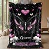 Purple Butterflies and Roses Theme Blanket Lightweight Warm Flannel Blanket Decorative Throw Blanket for Home Decoration