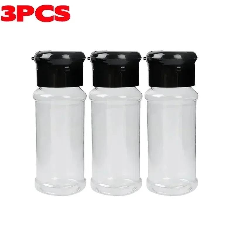 Portable Spice Jar with Shaker Lid Clear Plastic Seasoning Bottle Set BBQ Camping Salt Pepper Shaker Kitchen Gadget Food Trucks