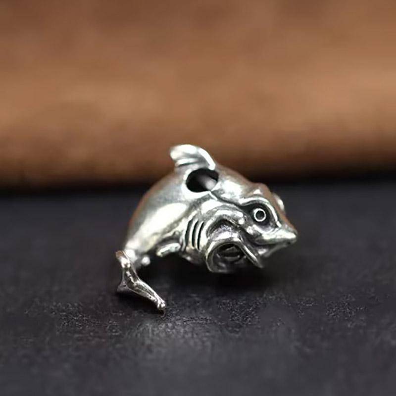 Brass Sea Animal Shark Knife Beads Punk Edc Outdoor Diy Paracord Woven Bracelet Accessories Lanyard Pendants Flashlight Hangings