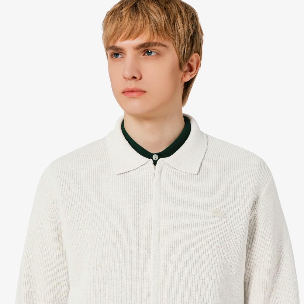 [lacoste] Men's Ribbed Collar Zip-up Cardigan AH403E-56GS7G