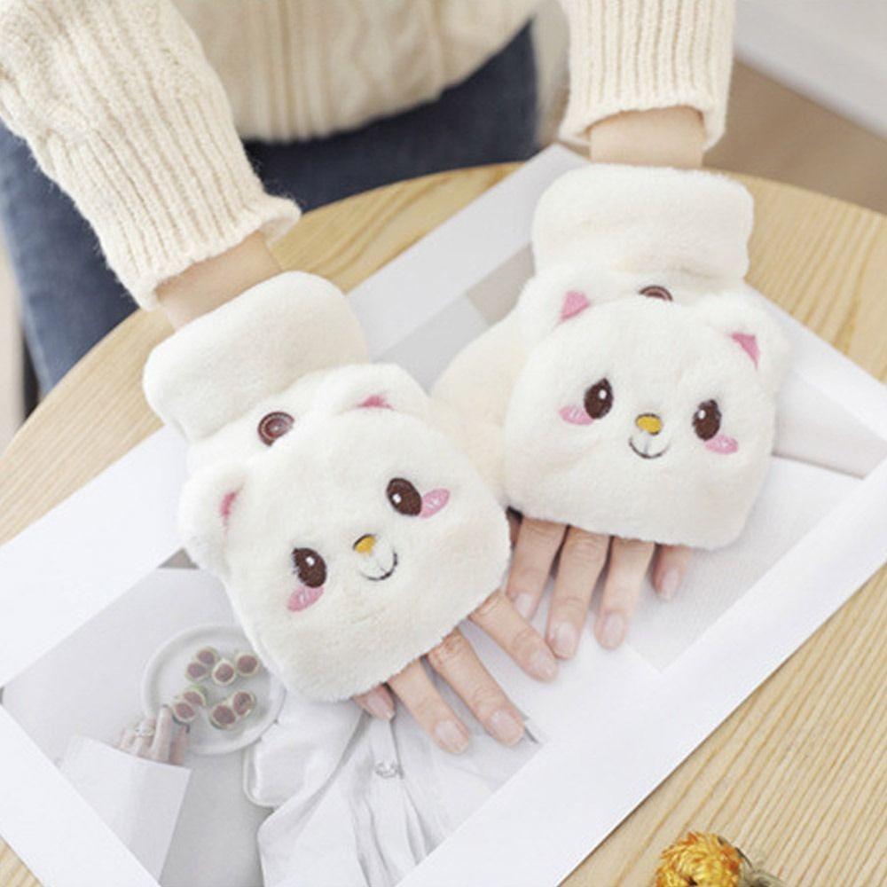 Fashion Plush Rabbit Fur Mittens Soft Winter Warm Warm Thick Gloves Comfortable Cute Plush Gloves Women