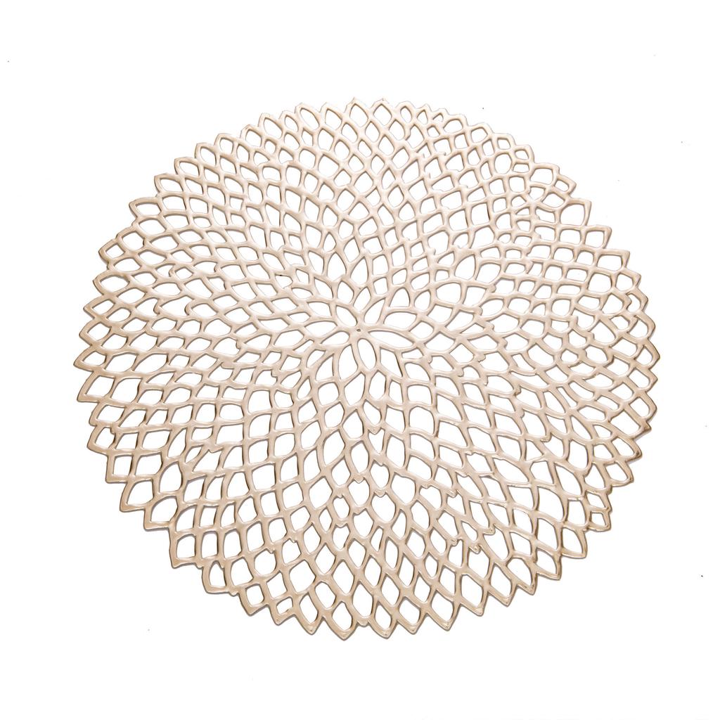 Simple Mesh Flower Placemat European Style Gold PVC Hollow Coffee Dining Table Decorative Mat Steak Tray Mat Coaster