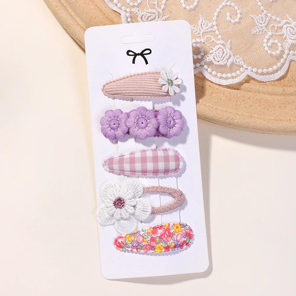 New 5Pcs BB Clips Set for Kids Hair Accessories Sweet Printe Hairbangs Hairclip Girls Barrette Ins Style Daisy Hairpin Ornaments