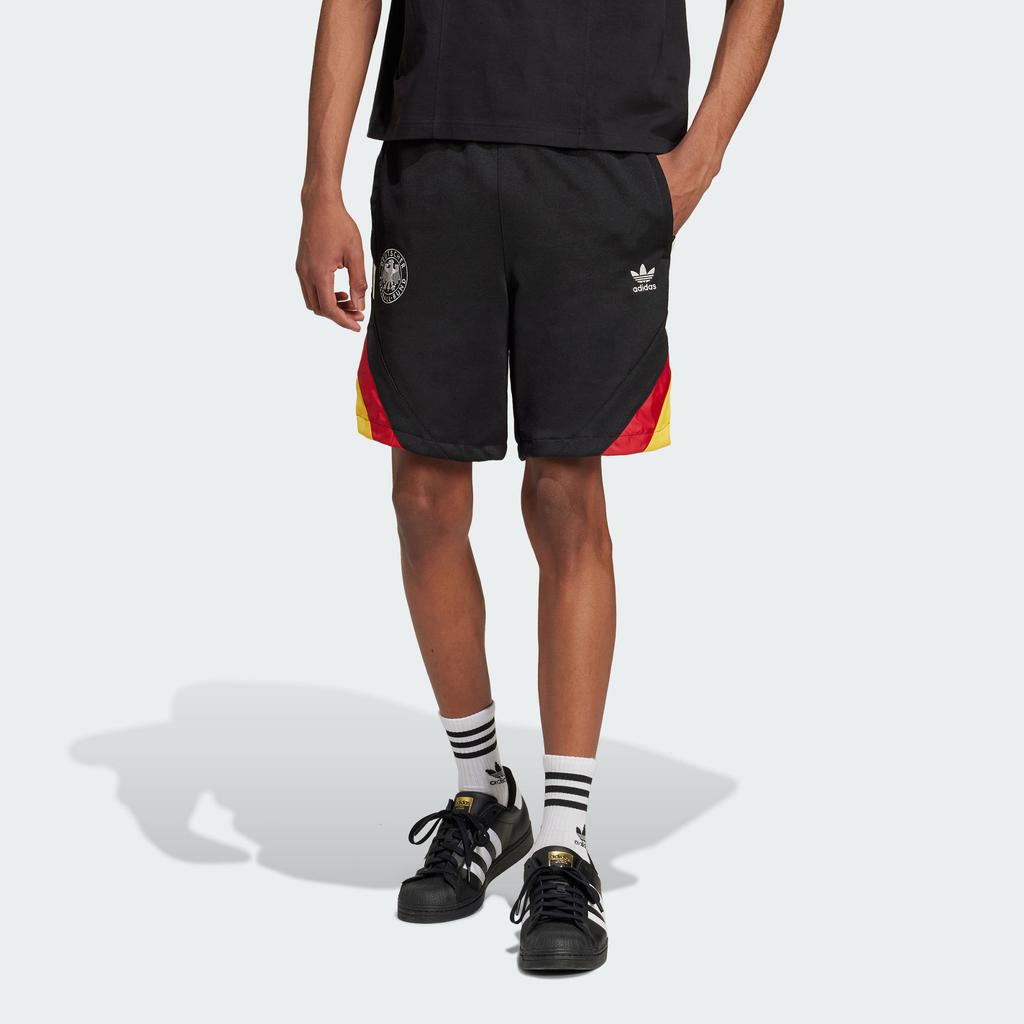 Adidas Originals Germany Euro Cup Retro Drawstring Colorblock Knit Shorts Men Bottoms Black IY7050