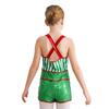 Girls Candy Cane Costume Sleeveless Striped Sequins Bowknot Unitard Christmas Dance Performance Outfit