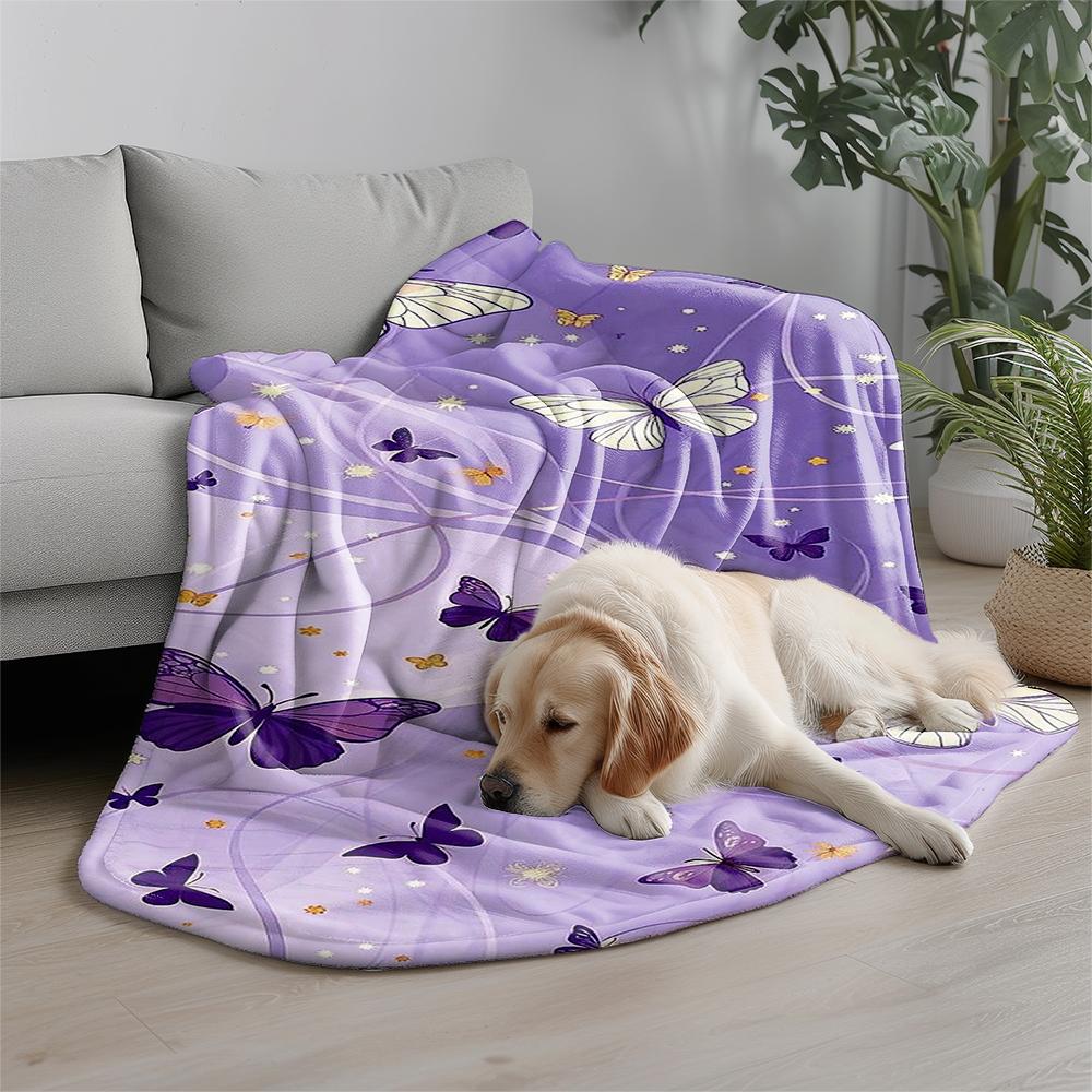 Butterfly Pattern Blanket Microfiber Flannel Cover Blanket Bedroom Living Room Sofa Soft And Comfortable Home Decoration