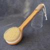 33CM Natural Bamboo Long Handle Boar Bristle Bath Brush - Hard Bristles for Body Massage, Dry Brushing, Shower, and Back Scrubbing for Men and Women