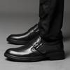 Autumn and winter cowhide business dress gentleman banquet wedding leather shoes buckle one pedal casual velvet men's shoes