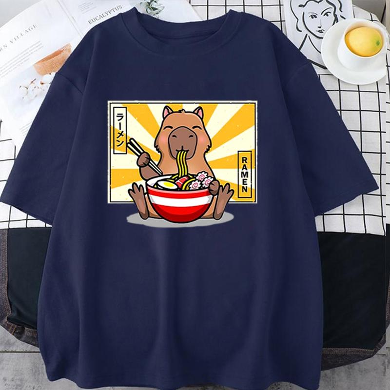 Capybara T-shirts Casual Women Men Clothes Oversized Short Sleeve Tees Summer Japanese Streetwear 90s Animal Graphic T Shirts