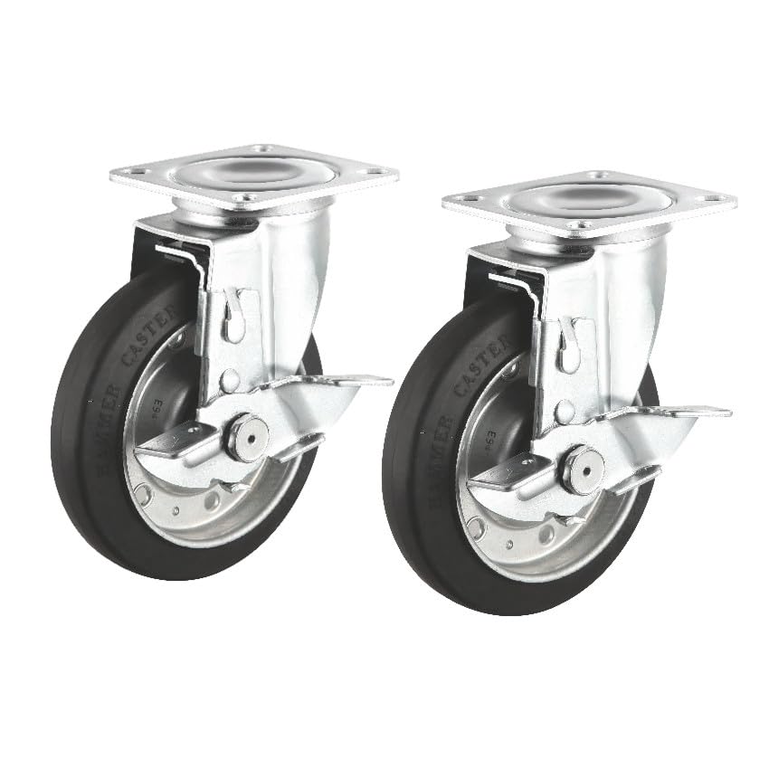 

Sanwa Supply General-Purpose Casters, 150mm Diameter, Set of 2 (with Free Stoppers), Rubber, CST-150ER-FRST2