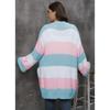 Women S Plus Size Striped V Neck Long Sleeve Knit Cardigan Coat