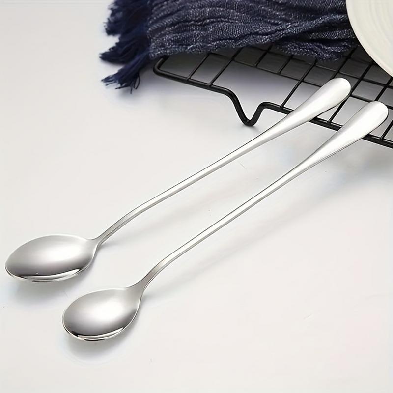Tea Spoons 8X Cocktail Spoon Long Handle Stainless Steel 7.87in Iced Teaspoon Home Bar Drink Stirrer Tableware Set For Ice Cream