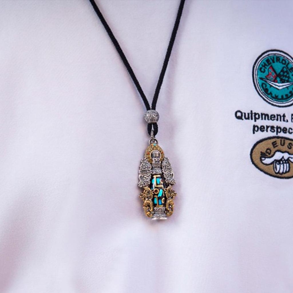 Collana Pendente da Uomo Dzi a Nove Occhi del Buddha Amitabha - Amuleto Protettivo Retrò