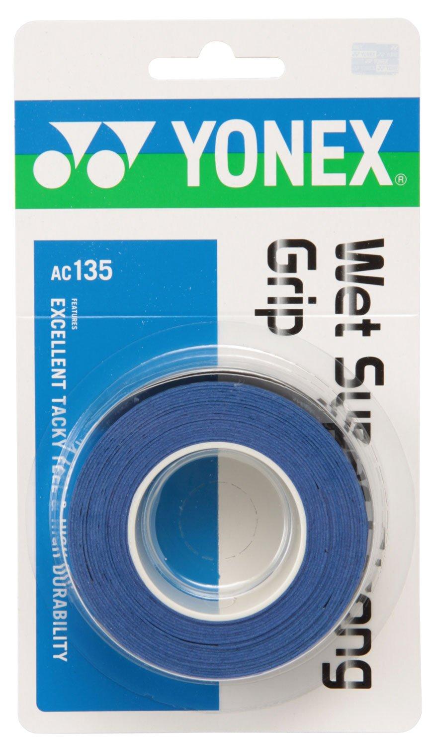 Теннисная бадминтонная лента для ручки Yonex Wet Super Strong Grip AC135 Oriental Blue & (3 упаковки)
