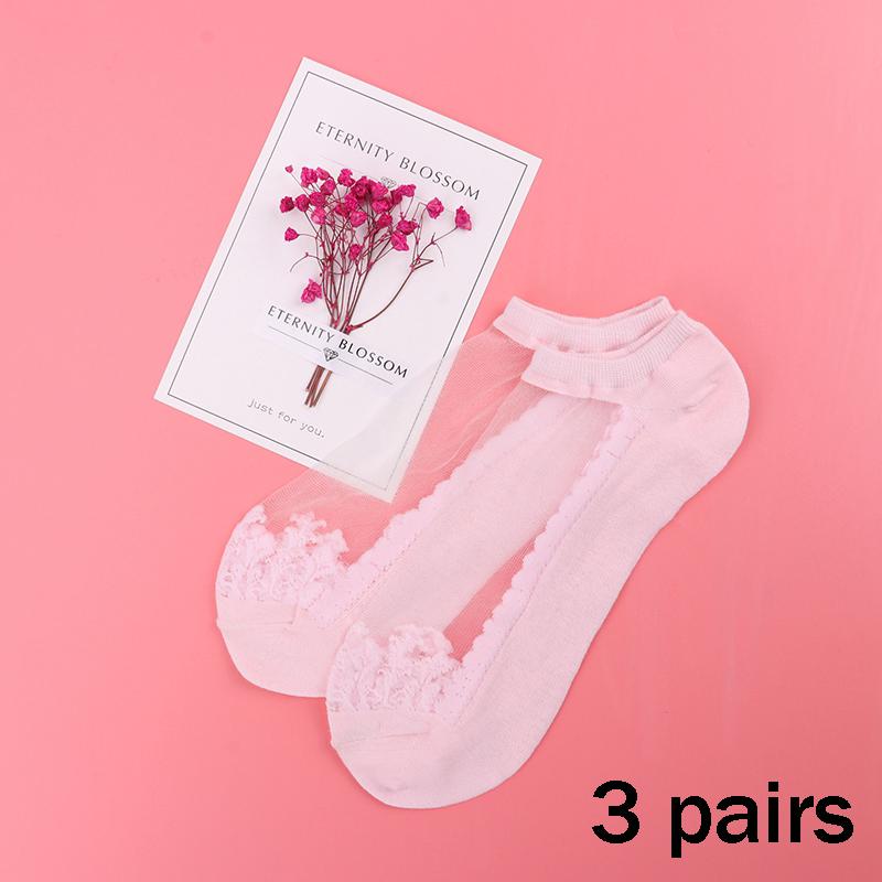 3 Pairs New Elegant Women Girls Cotton Comfortable Solid Dot Spring Summer Wear Low Ankle Invisible Elastic Short Socks
