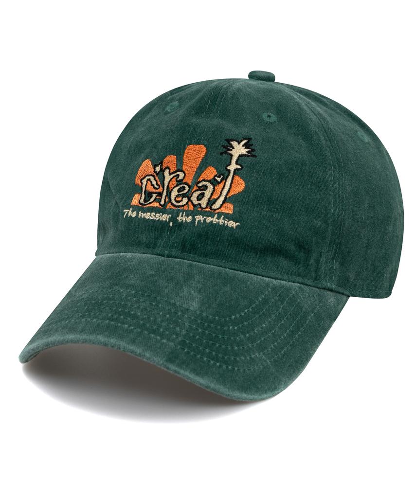 Bichiseuaenkeulim Creaf Stone-Washed Ball Cap-Green
