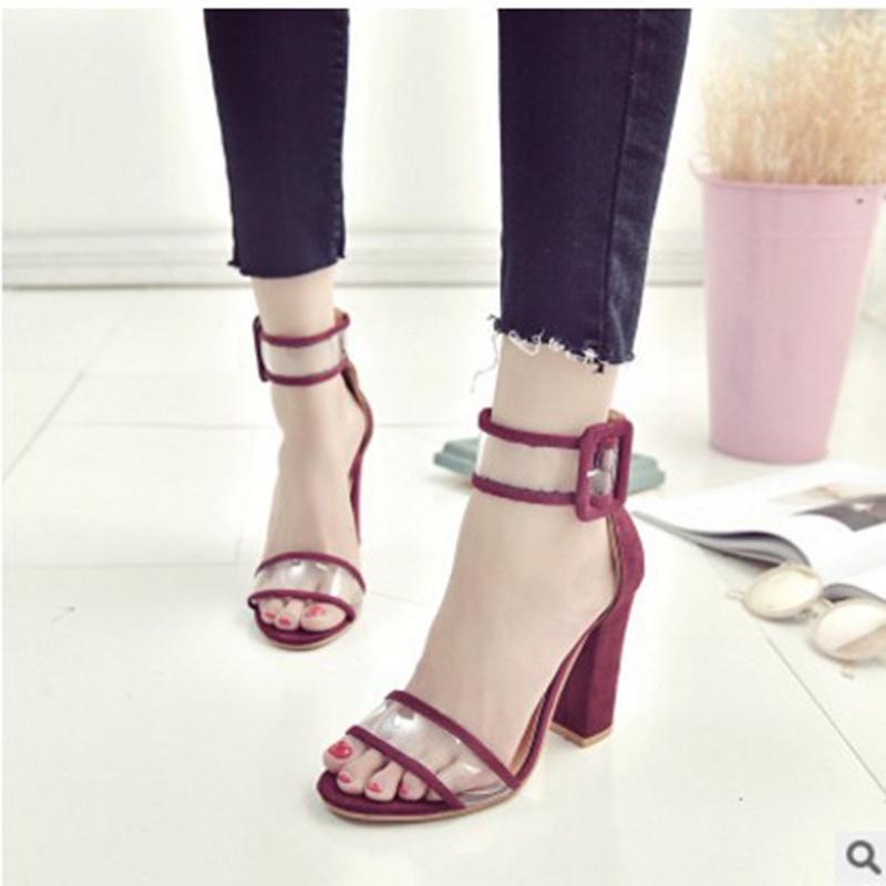 Premium Quality Women Dress Sandals Featuring Transparent Thick High Heels And Chic Design