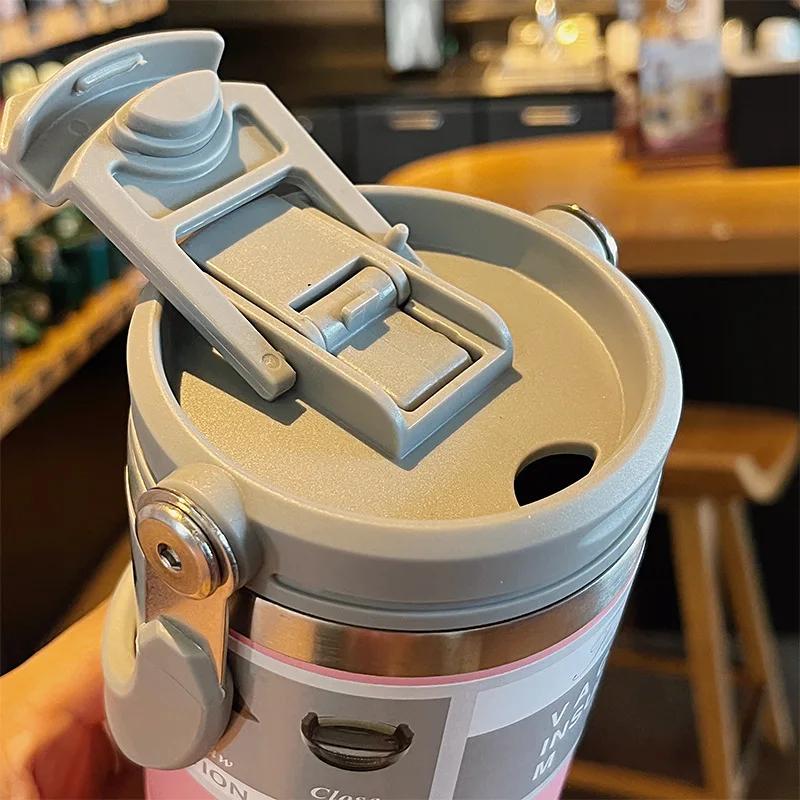 30oz Stainless Steel Straw Insulated Ice Cup Large Capacity Vacuum Flask Car Thermal Mug Tumbler Portable Insulated Coffee Cup