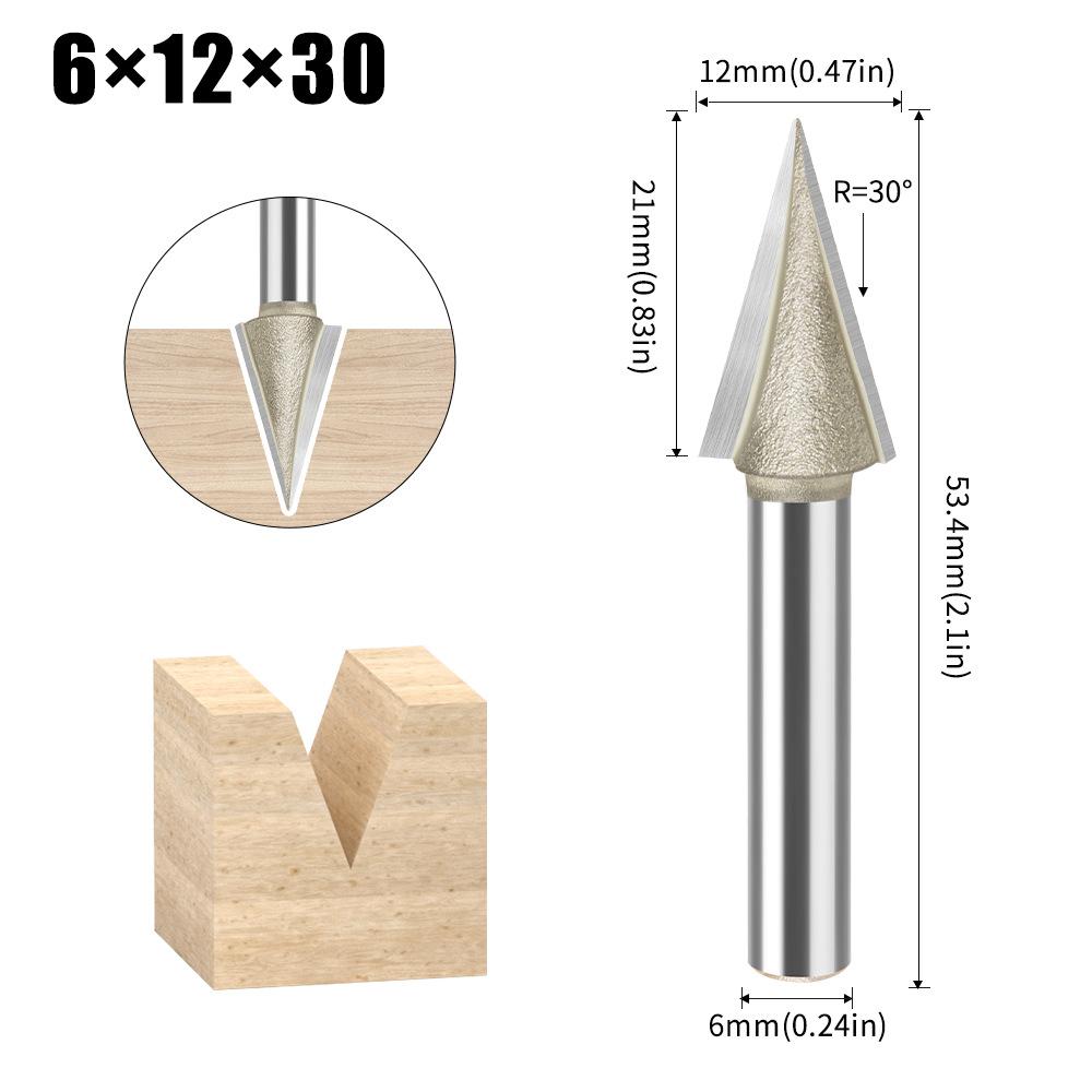 

30 Degree Oblique Sharp Knife Slotting Knife Carving Knife Woodworking Wood Carving Milling Cutter Carving Cutter Trimming Machine Engraving Cutter 30 degree oblique knife 6 * 1/2