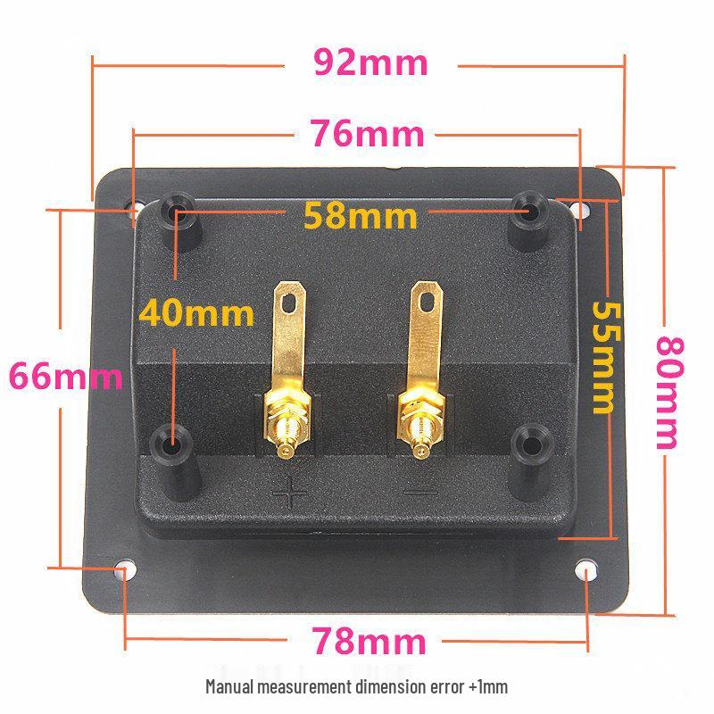 Two-Position Speaker Terminal Box with Plastic Posts and Sealing Gasket for HiFi Audio Wiring