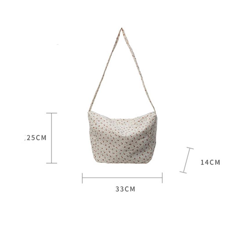 Floral Canvas Hand Washable Tote Bag for Women Large Capacity Zipper Closure Casual Shoulder Crossbody Bag CLE