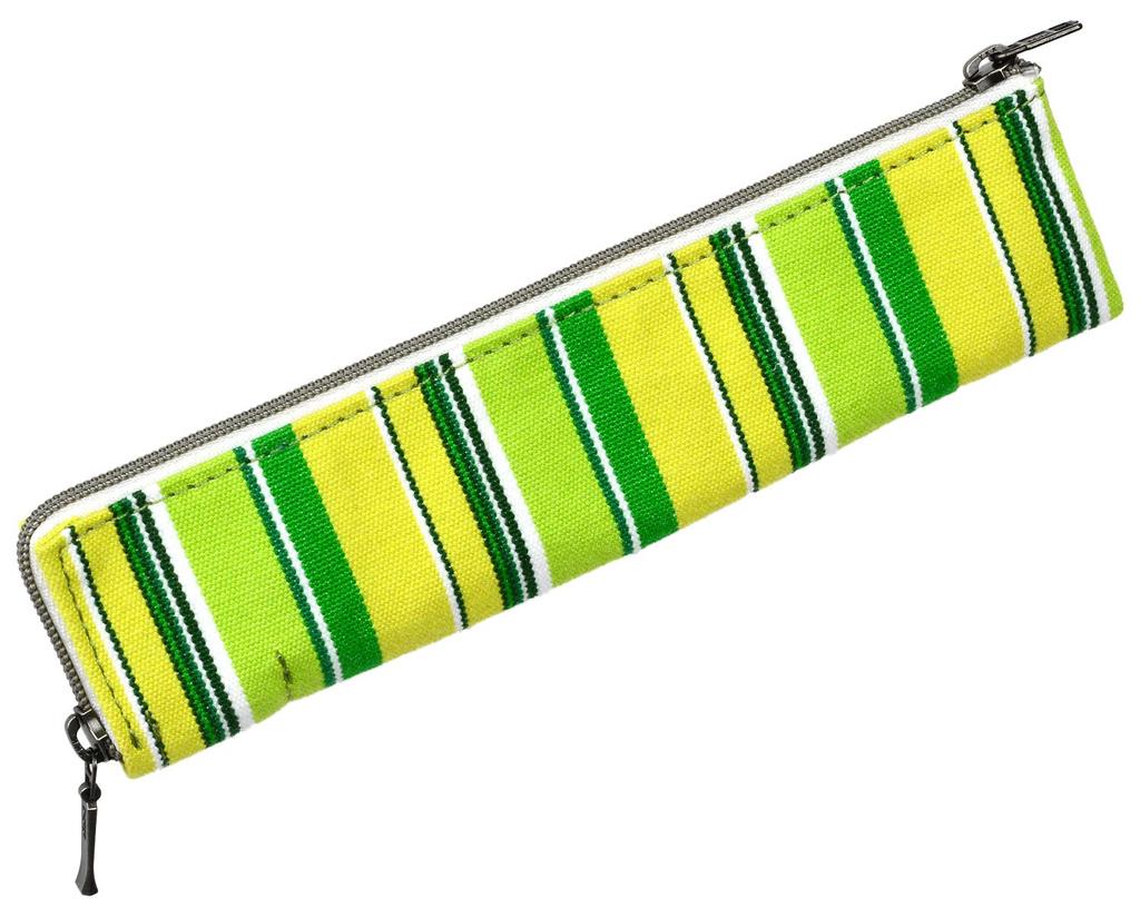 No BoRDER PERiTOSS Pekes Kurashiki Canvas Pen Case In Eco (Made Japan), Medium, Green, PT-0119MEG