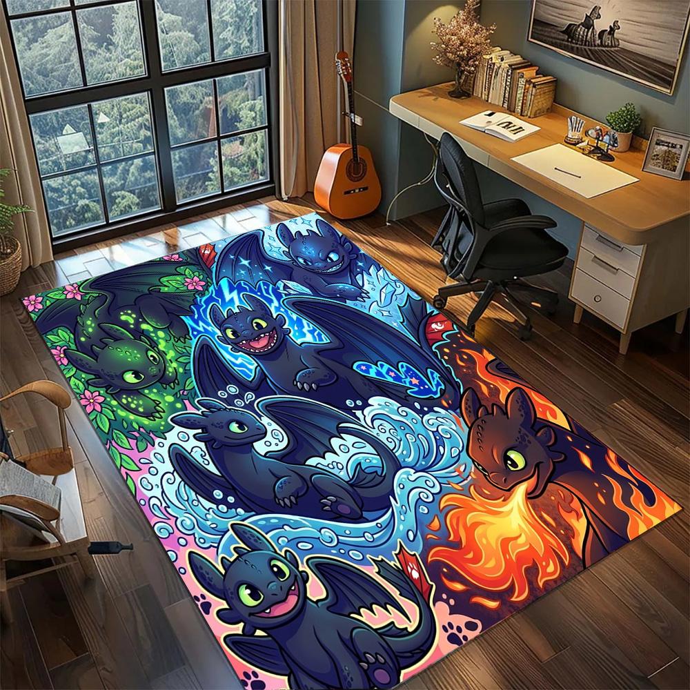 Toothless Night Fury Large Area Non Slip Rug Carpet Washable Floor Mat Bedroom Gamer Room Home Decor.-TING