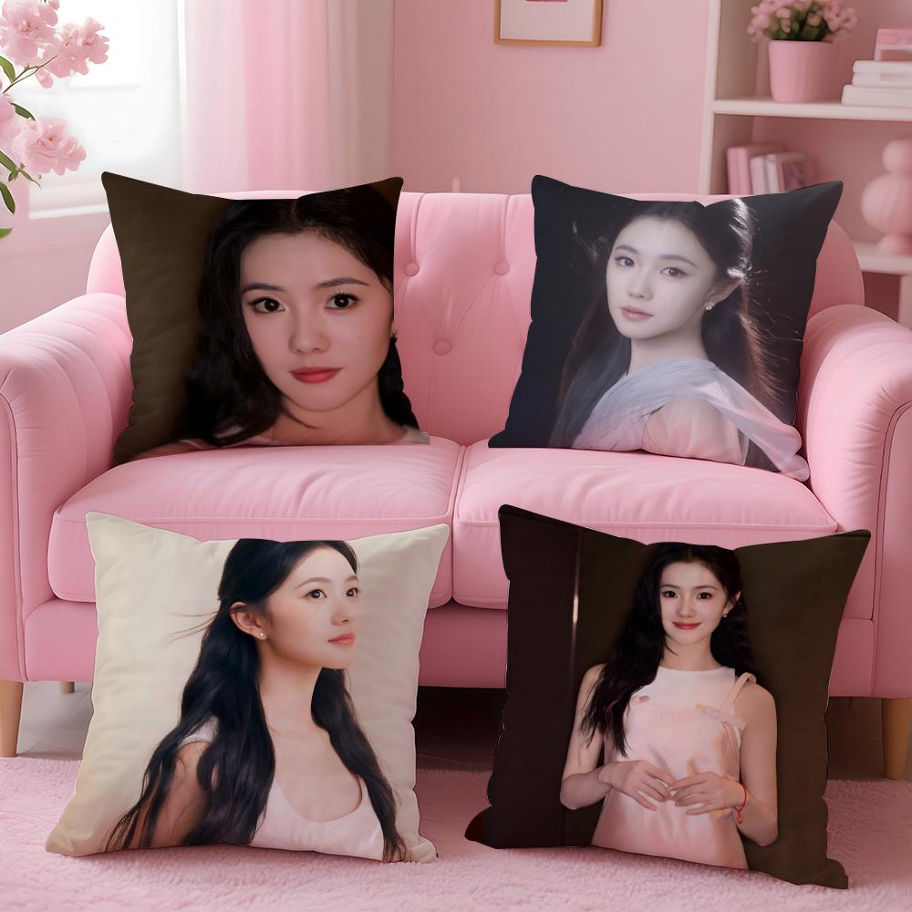 Popular fashion Chinese actress LLiu Haocun Cushion Cover Pillow Case Soft Friendly Fabric Concealed Zipper