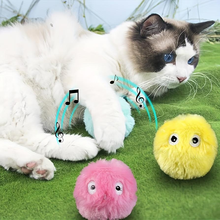 Cat Plush Toys, Interactive Ball Cat Training Toys, Pet Toys, Ball Cat Vocal Toys, Self-Entertainment Artifacts, Cute Plush Pom-Pom Cats
