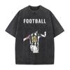 Anime Football Printed T-shirt Men Women Clothing Vintage Washed Oversized T Shirt Summer Short Sleeve Tops