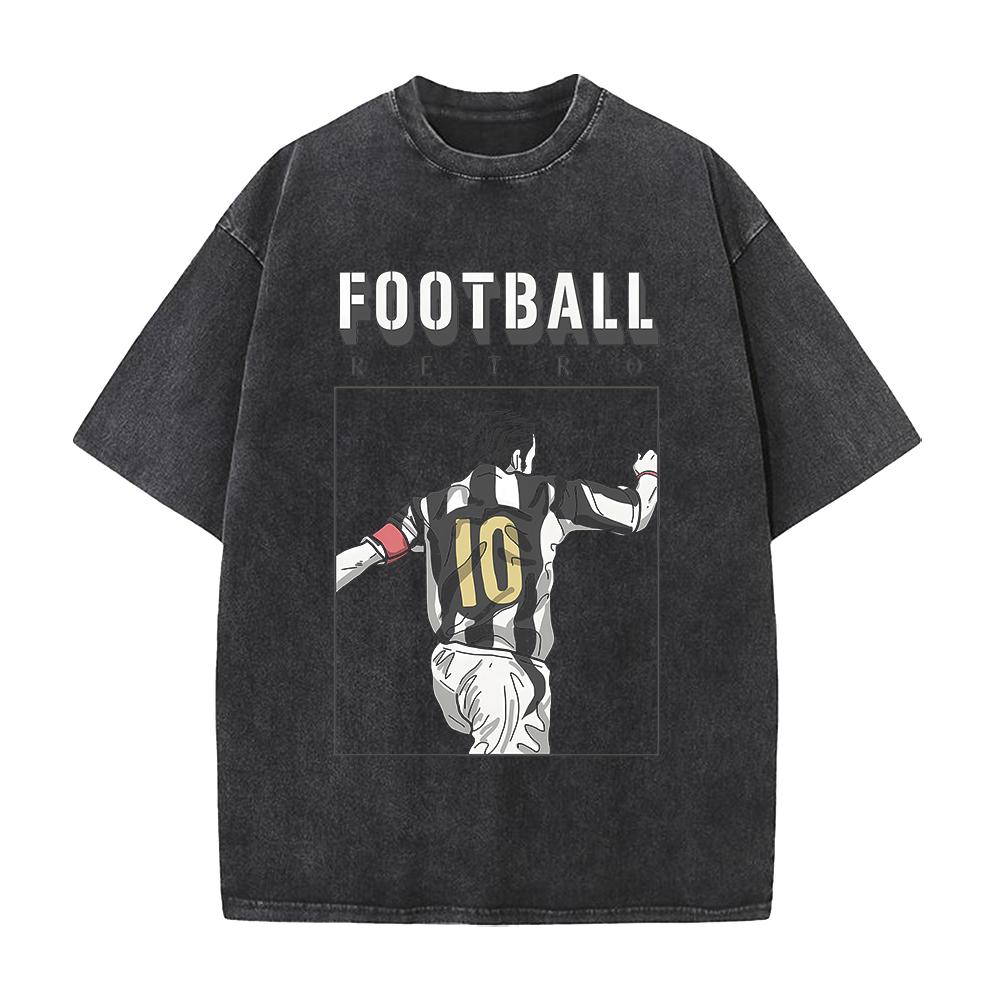 Anime Football Printed T-shirt Men Women Clothing Vintage Washed Oversized T Shirt Summer Short Sleeve Tops