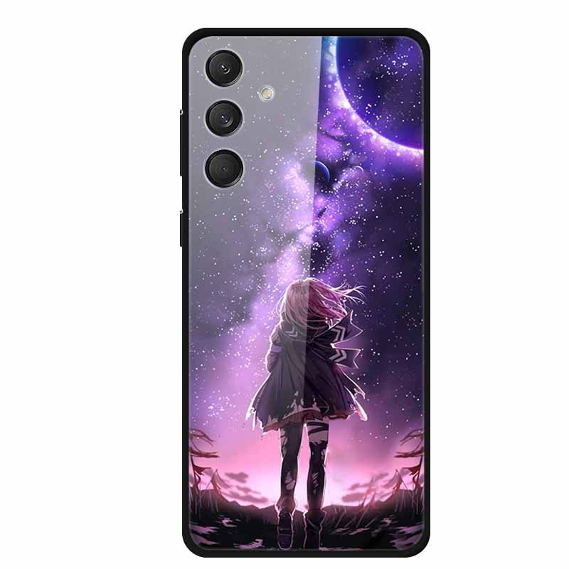 Tempered Glass Phone Cases for Samsung A16 Cases Space Print Hard Back Covers for Samsung Galaxy A16 4G 5G Shells Coque A16 2024