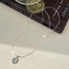 Simple Retro Oval Aquamarine Pendant Necklace For Women Girls Luxury Snake Chain Necklace  Temperament Jewelry Gifts