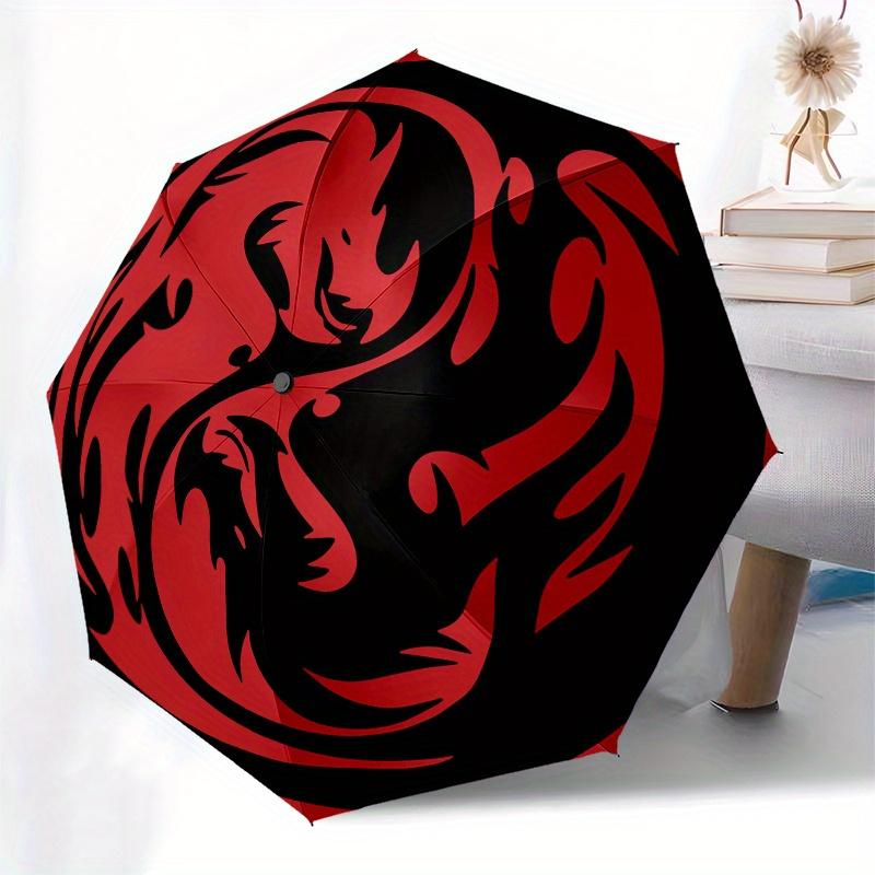 Yin Yang Phoenix Symbol T-Shirt - Spiritual Balance Design Umbrella, Portable 3-Fold Compact Umbrella for Men and Women, Vale