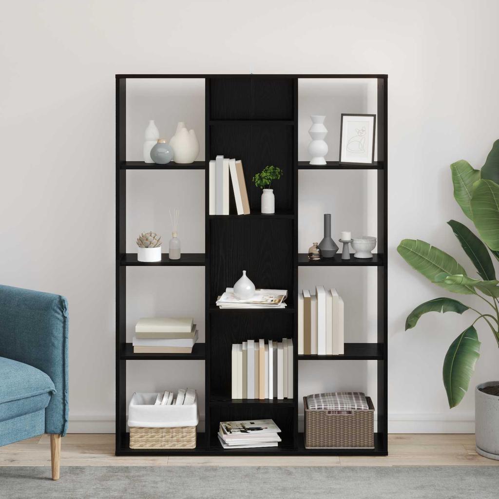 Room Divider in Black Oak Look 100 x 24 x 140 cm Engineered Wood