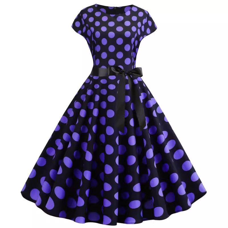 Women's Retro Print Dress Belt Evening Dress