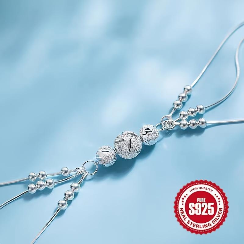 Elegant 925 sterling silver bracelet with delicate small beads and a thoughtful spring clasp design, suitable for daily wear