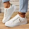 Ladies' Lace Up Casual Sports Shoes, Fashionable and Versatile, Thick Soled White Tennis Shoes, Sports Shoes