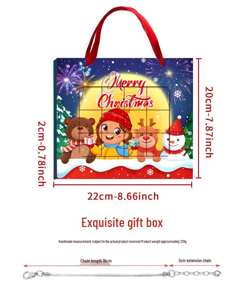 DIY Christmas Snowflake & Santa Puzzle Beaded Bracelet Set for Children & Women